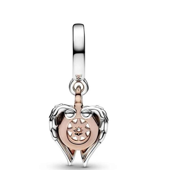 🐘🐘💓 14K Rose Gold Celestial Compass Angel Wings Charm - Picture 2 of 2